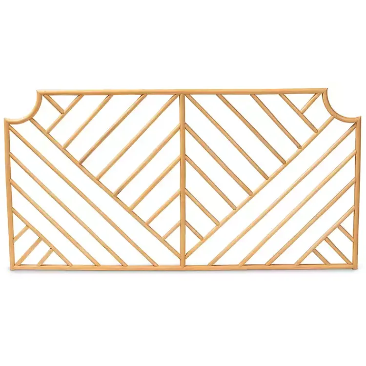 Kirklands Home Geometric Weave Rat Queen Headboard Tan