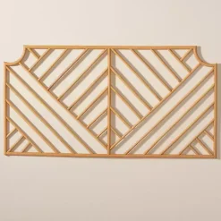 Kirklands Home Geometric Weave Rat Queen Headboard Tan