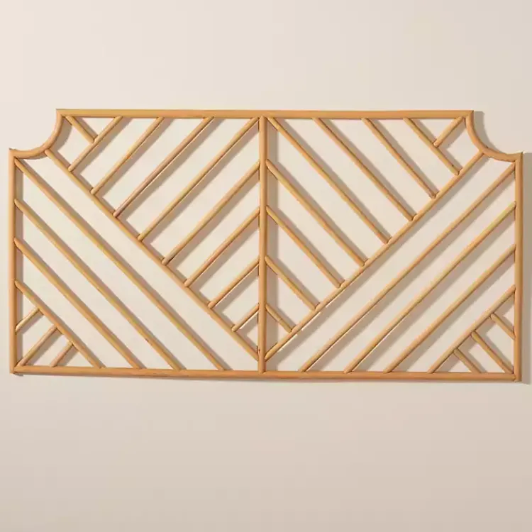 Kirklands Home Geometric Weave Rat Queen Headboard Tan