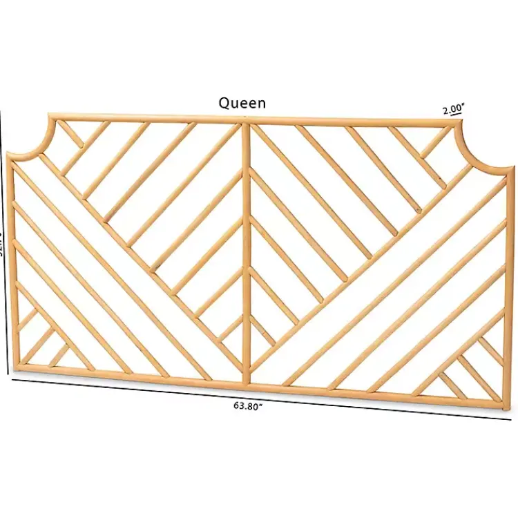 Kirklands Home Geometric Weave Rat Queen Headboard Tan