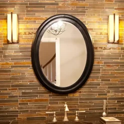 Kirklands Home George Ridged Oval Wall Mirror Black Hot