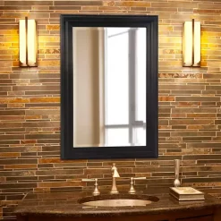 Kirklands Home George Ridged Rectangular Wall Mirror Black Best