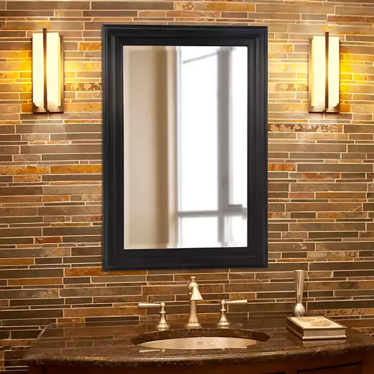 Kirklands Home George Ridged Rectangular Wall Mirror Black Best