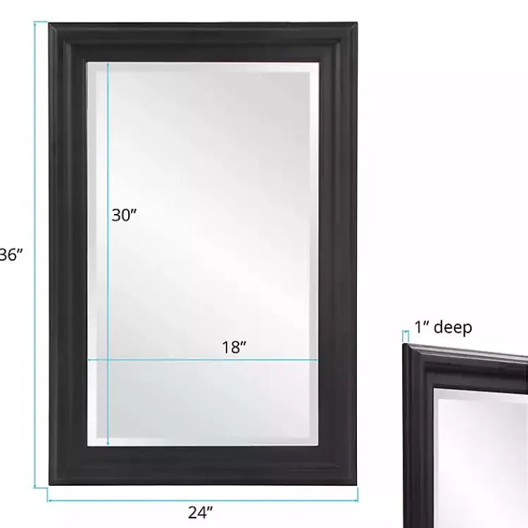Kirklands Home George Ridged Rectangular Wall Mirror Black Best