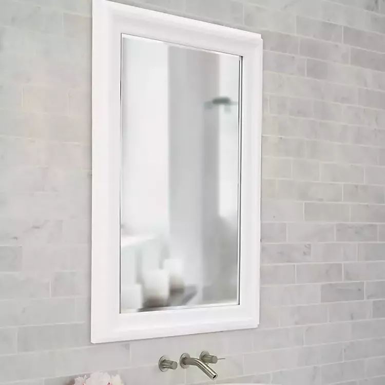 Kirklands Home George Ridged Rectangular Wall Mirror White Sale