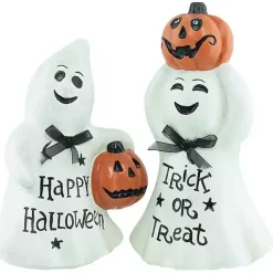 Halloween>Kirklands Home Ghosts and Jack-O-Lanterns Figurines, Set of 2