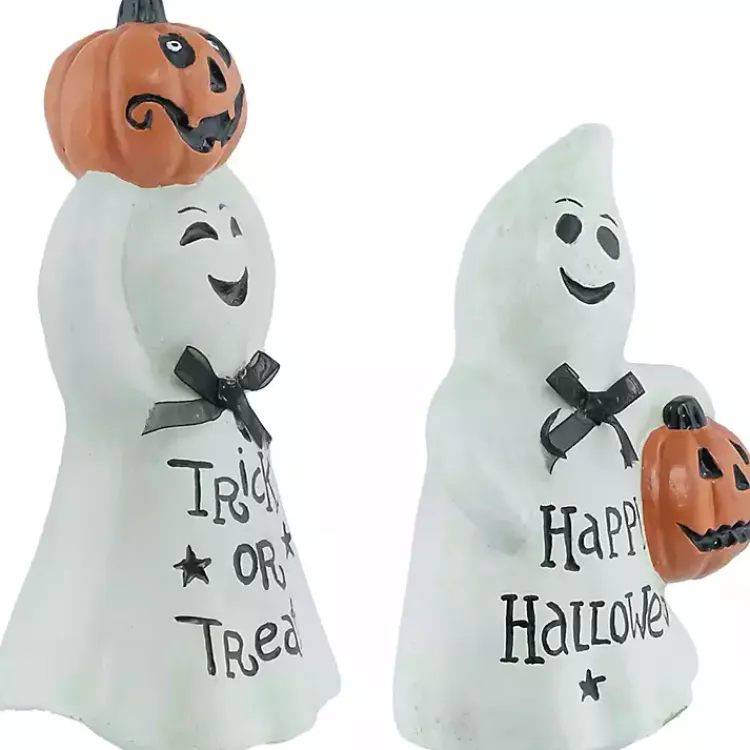 Halloween>Kirklands Home Ghosts and Jack-O-Lanterns Figurines, Set of 2