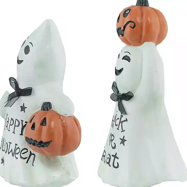 Halloween>Kirklands Home Ghosts and Jack-O-Lanterns Figurines, Set of 2