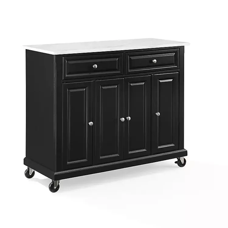 Kirklands Home Gia Black and White Marble Kitchen Island New
