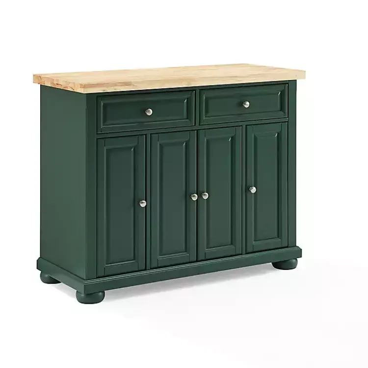 Kirklands Home Gia Forest Green Wood Kitchen Island Discount