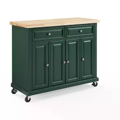 Kirklands Home Gia Forest Green Wood Kitchen Island Discount