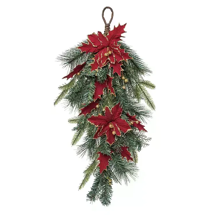 Christmas Wreaths>Kirklands Home Gilded Poinsettia Christmas Swag