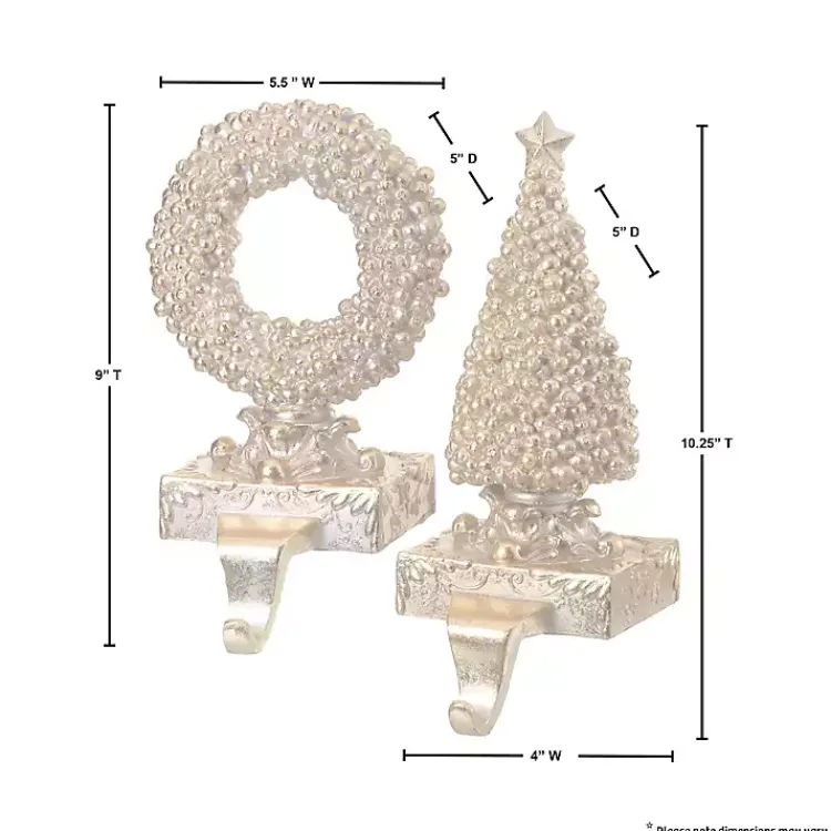Christmas Stockings & Stocking Holders>Kirklands Home Gilded Tree and Wreath Stocking Holders, Set of 2 Gold