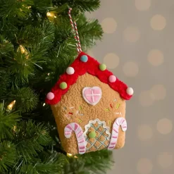 Christmas Ornaments>Kirklands Home Gingerbread House Felt Ornament Brown