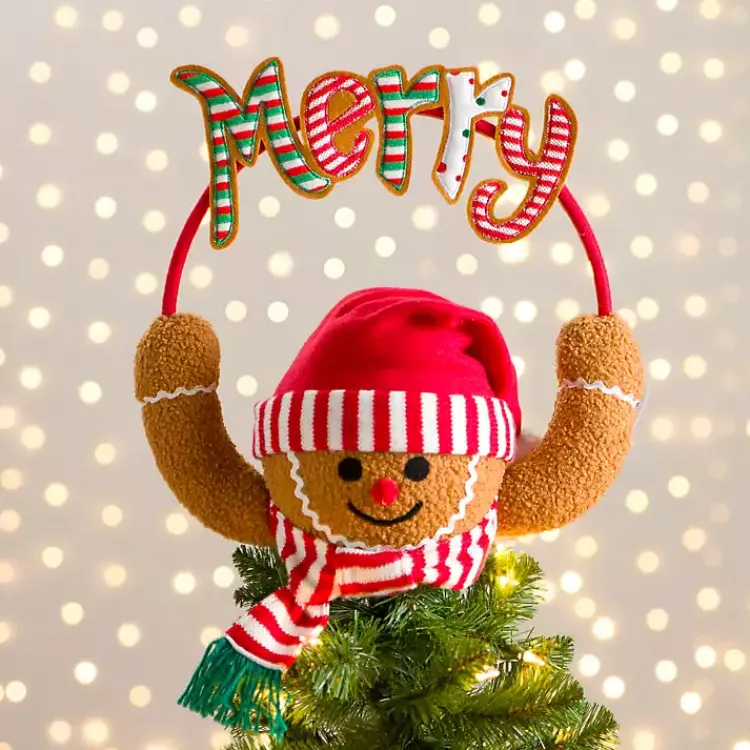 Christmas Tree Decorations>Kirklands Home Gingerbread Man Merry Christmas Tree Topper