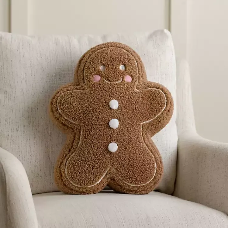 Christmas Pillows>Kirklands Home Gingerbread Man Pillow Brown