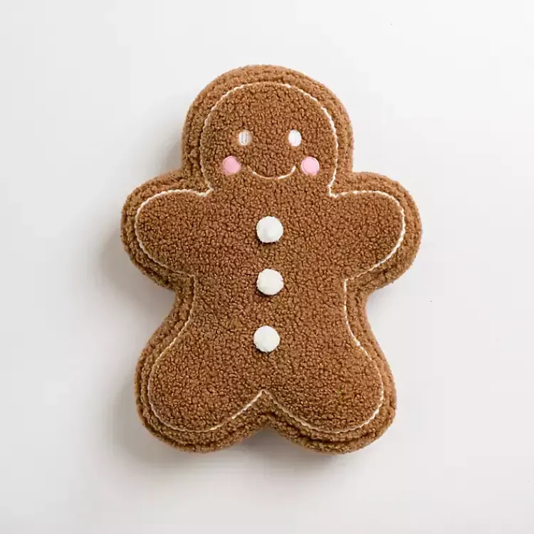 Christmas Pillows>Kirklands Home Gingerbread Man Pillow Brown