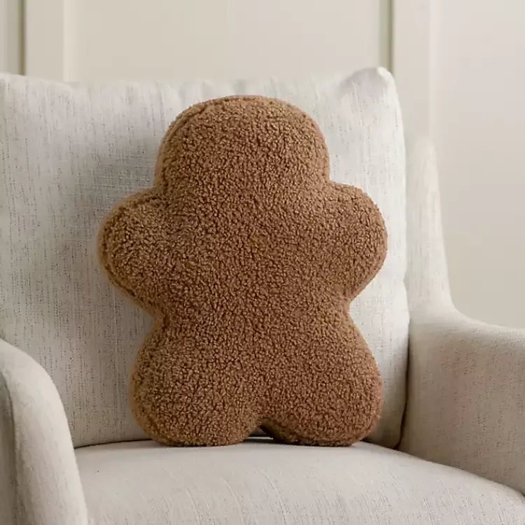 Christmas Pillows>Kirklands Home Gingerbread Man Pillow Brown