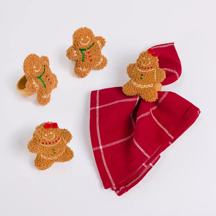 Kirklands Home Gingerbread Napkin Rings, Set of 4 Brown Discount