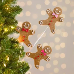 Christmas Tree Decorations>Kirklands Home Gingerbread Trio Christmas Tree Pick Brown