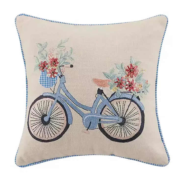 Pillows>Kirklands Home Gingham Bike Embroidered Pillow