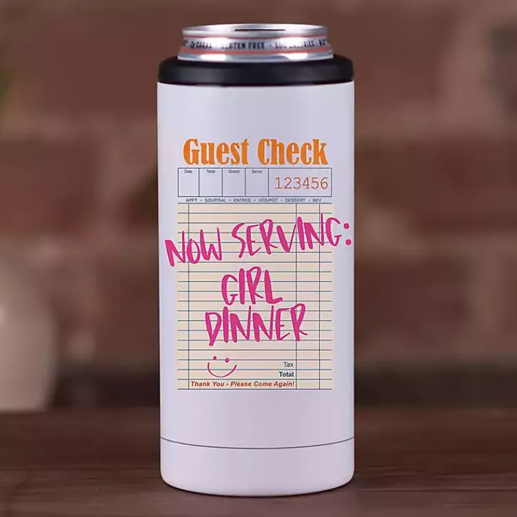 Kirklands Home Girl Dinner Stainless Steel Koozie White Hot