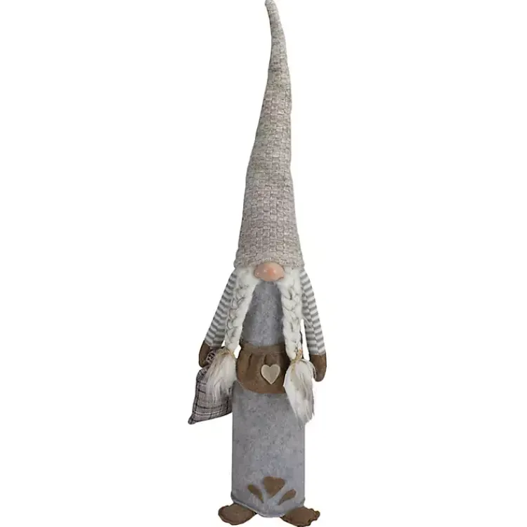 Christmas Decorations>Kirklands Home Girl Gnome with Toy Bag Figurine Gray