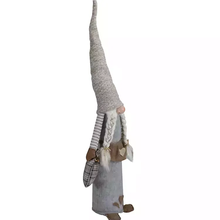 Christmas Decorations>Kirklands Home Girl Gnome with Toy Bag Figurine Gray