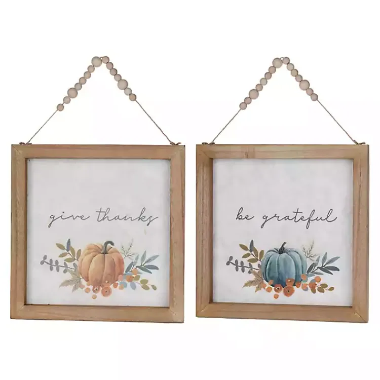Fall>Kirklands Home Give Thanks & Be Grateful Wall Plaques, Set of 2