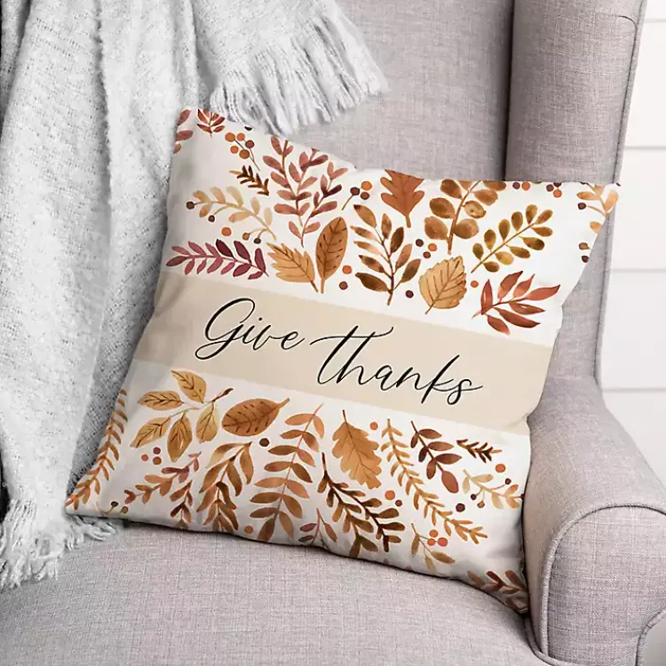 Fall>Kirklands Home Give Thanks Outdoor Throw Pillow