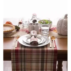 Kirklands Home Give Thanks Plaid Table Runner, 72 in. Clearance