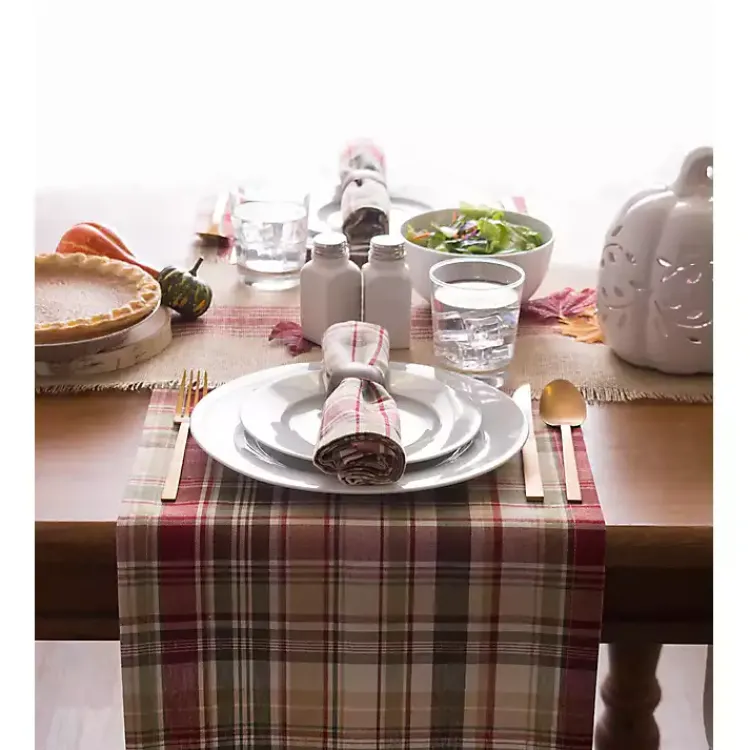 Kirklands Home Give Thanks Plaid Table Runner, 72 in. Clearance