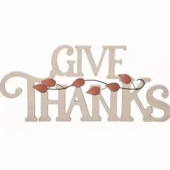 Fall>Kirklands Home Give Thanks Wood Tabletop Sign White