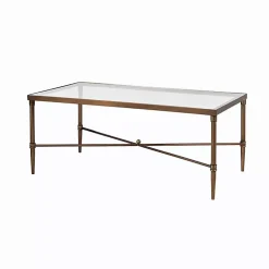 Kirklands Home Glass and Metal Rectangle Porter Coffee Table Gold New