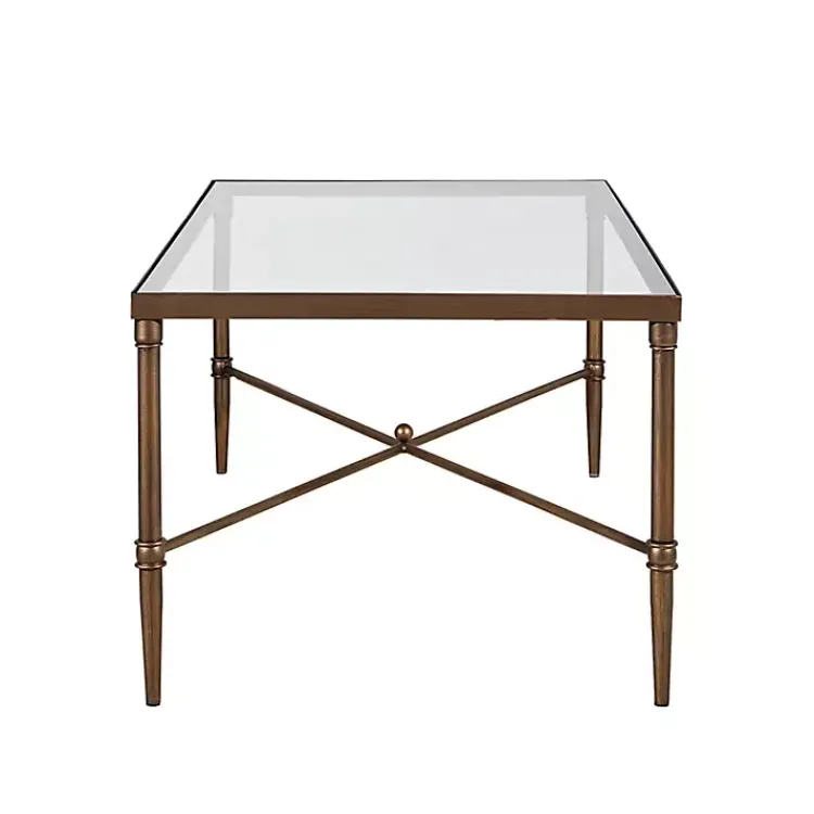 Kirklands Home Glass and Metal Rectangle Porter Coffee Table Gold New