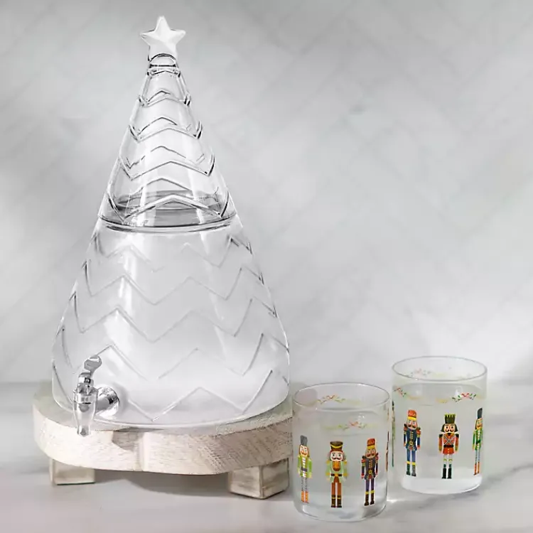 Kirklands Home Glass Christmas Tree Drink Dispenser Clear