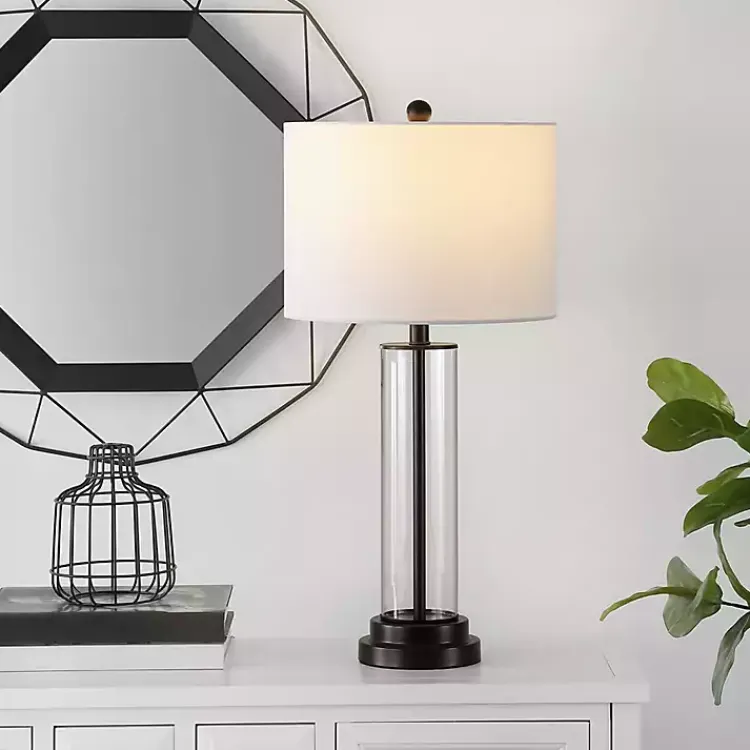 Kirklands Home Glass Column Cassian Table Lamp White Online