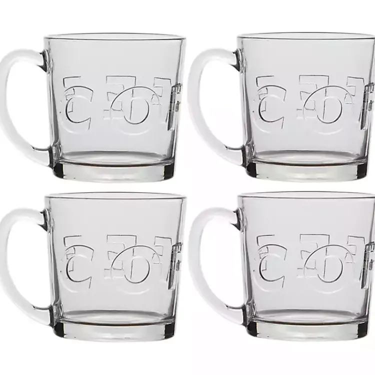 Kirklands Home Glass Embossed Coffee Mugs, Set of 4 Clear Online