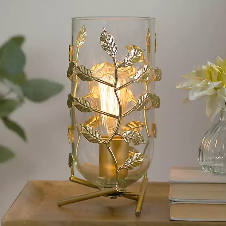 Kirklands Home Glass Leaf Uplight Gold Discount