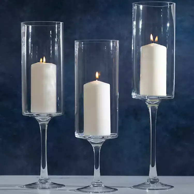 Candle Holders>Kirklands Home Glass Stem Hurricanes, Set of 3 Clear