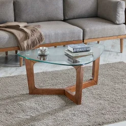 Kirklands Home Glass Triangular Walker Coffee Table Brown Best