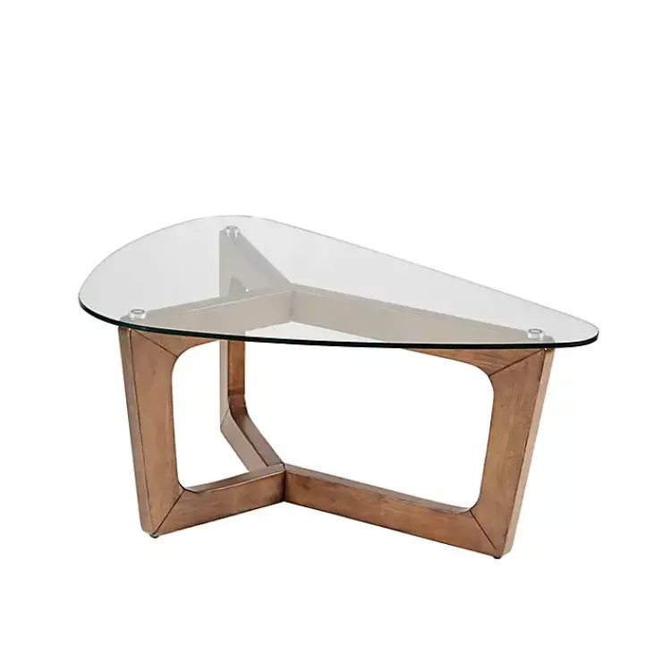 Kirklands Home Glass Triangular Walker Coffee Table Brown Best