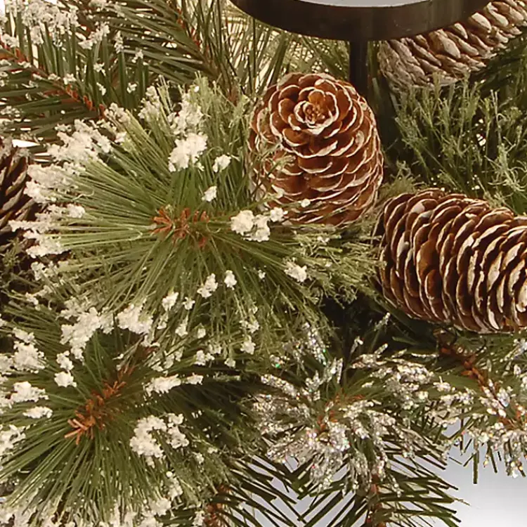 Christmas Centerpieces>Kirklands Home Glitter Bristle Pine Candle Centerpiece Green