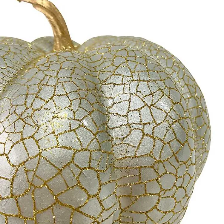 Fall>Kirklands Home Glitter Crackle Champagne Pumpkin Gold
