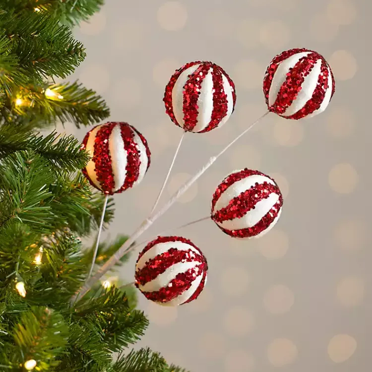 Christmas Tree Decorations>Kirklands Home Glitter Peppermint Swirl Christmas Tree Pick