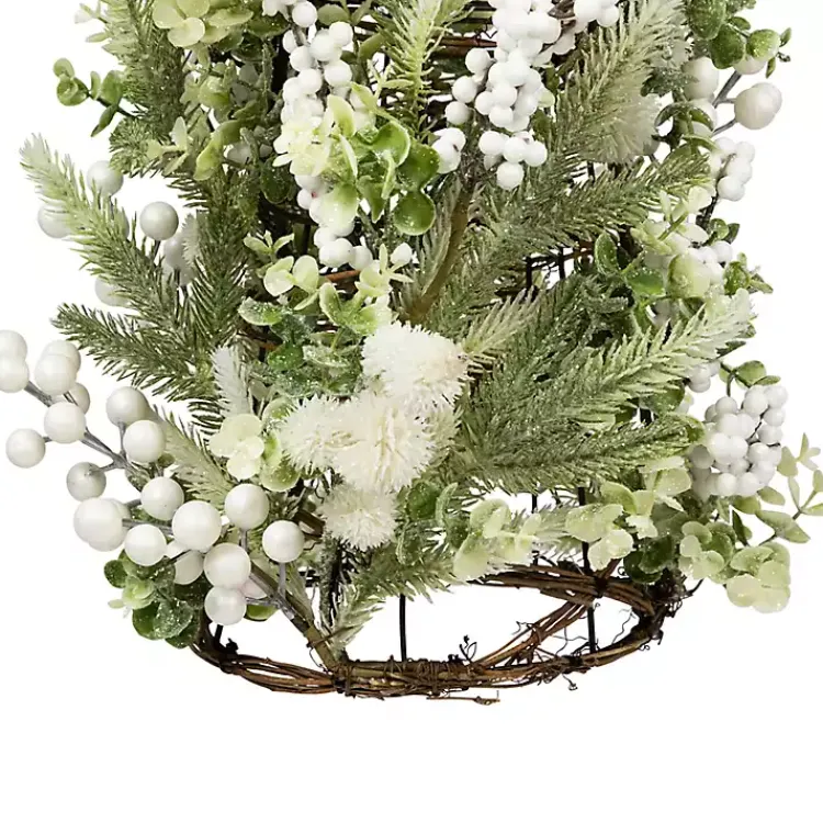 Christmas Arrangements & Garland>Kirklands Home Glitter Pine and Berry Mini Christmas Tree