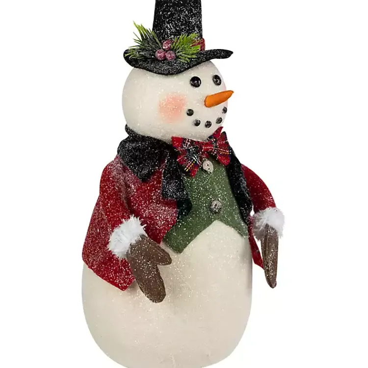Christmas Decorations>Kirklands Home Glittered Snowman with Vest Figurine