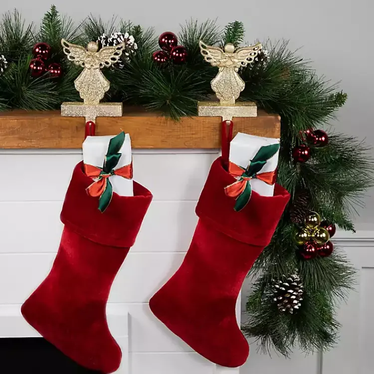 Christmas Stockings & Stocking Holders>Kirklands Home Glittery Angel Stocking Holders, Set of 2 Gold