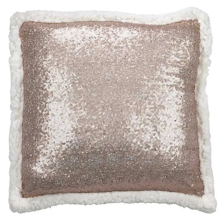 Pillows>Kirklands Home Glittery Gold Sherpa Sequins Throw Pillow