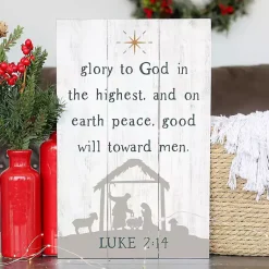 Christmas Art & Wall Decor>Kirklands Home Glory to God Nativity Wall Plaque White